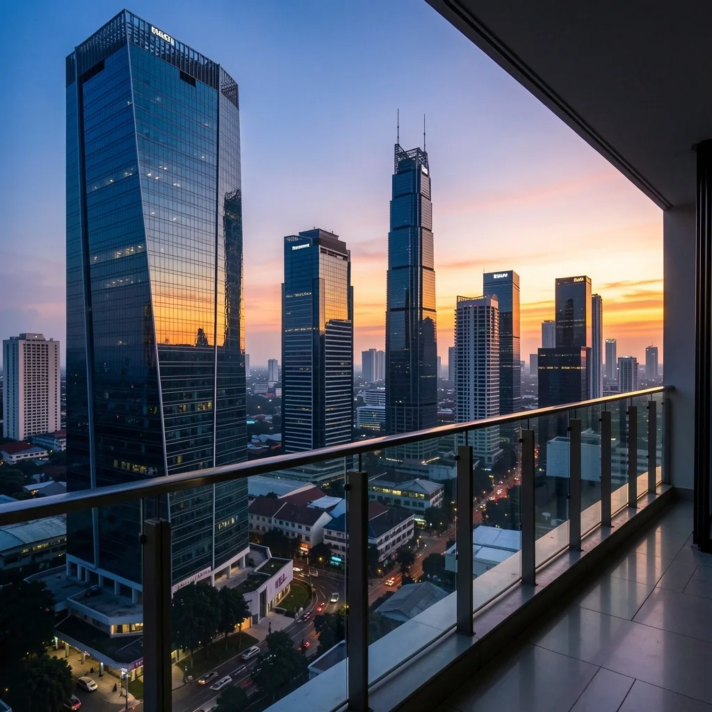 Jakarta Kuningan district at dusk
