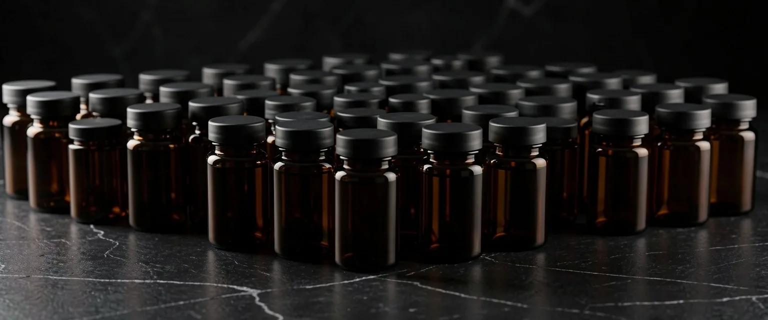 Dark supplement bottles on stone surface